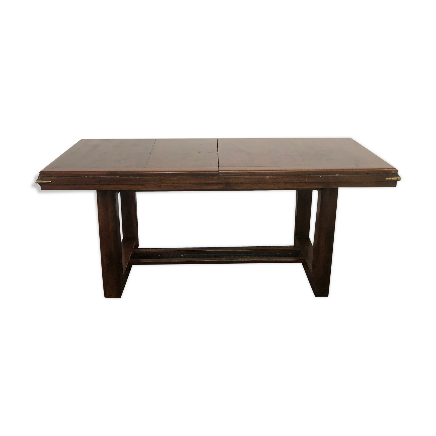 Mahogany table with brass angles