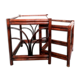 Rattan trundle tables circa 1950 in art deco style