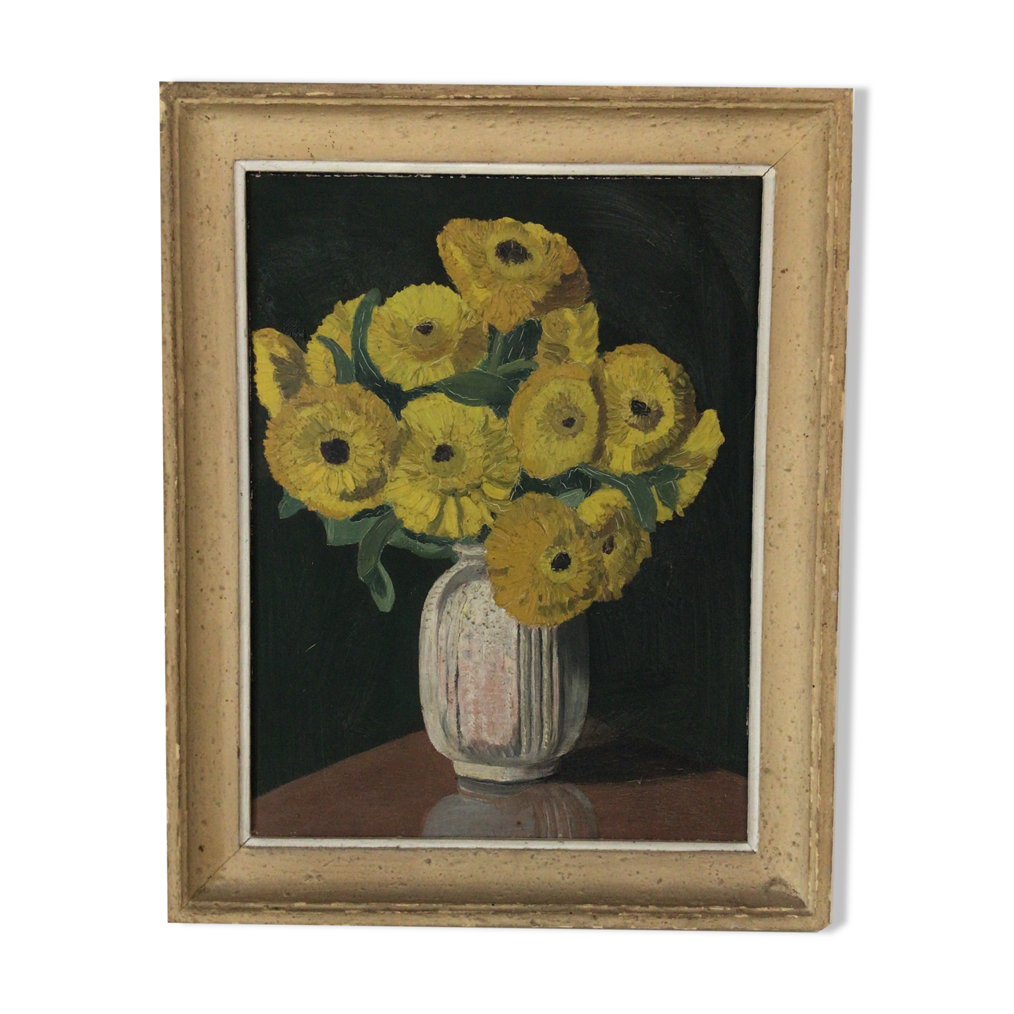 Oil on canvas painting bouquet of flowers