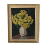 Oil on canvas painting bouquet of flowers