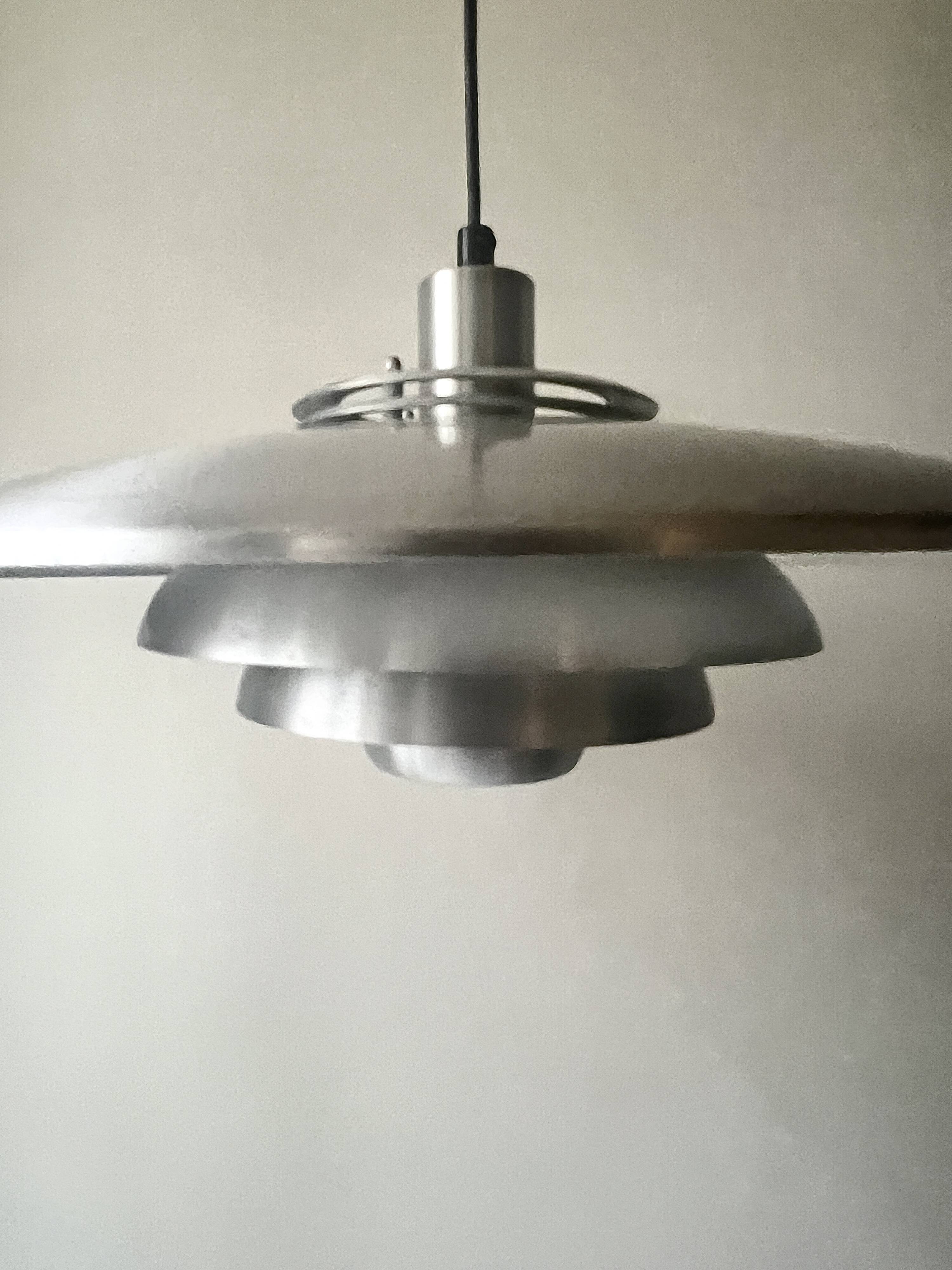 Danish suspension light JEKA in chrome metal, design Denmark 1970.