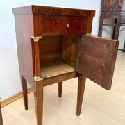 Empire Nightstands in Walnut with Full Columns in Gilt Brass, Italy, 1810, Set of 2