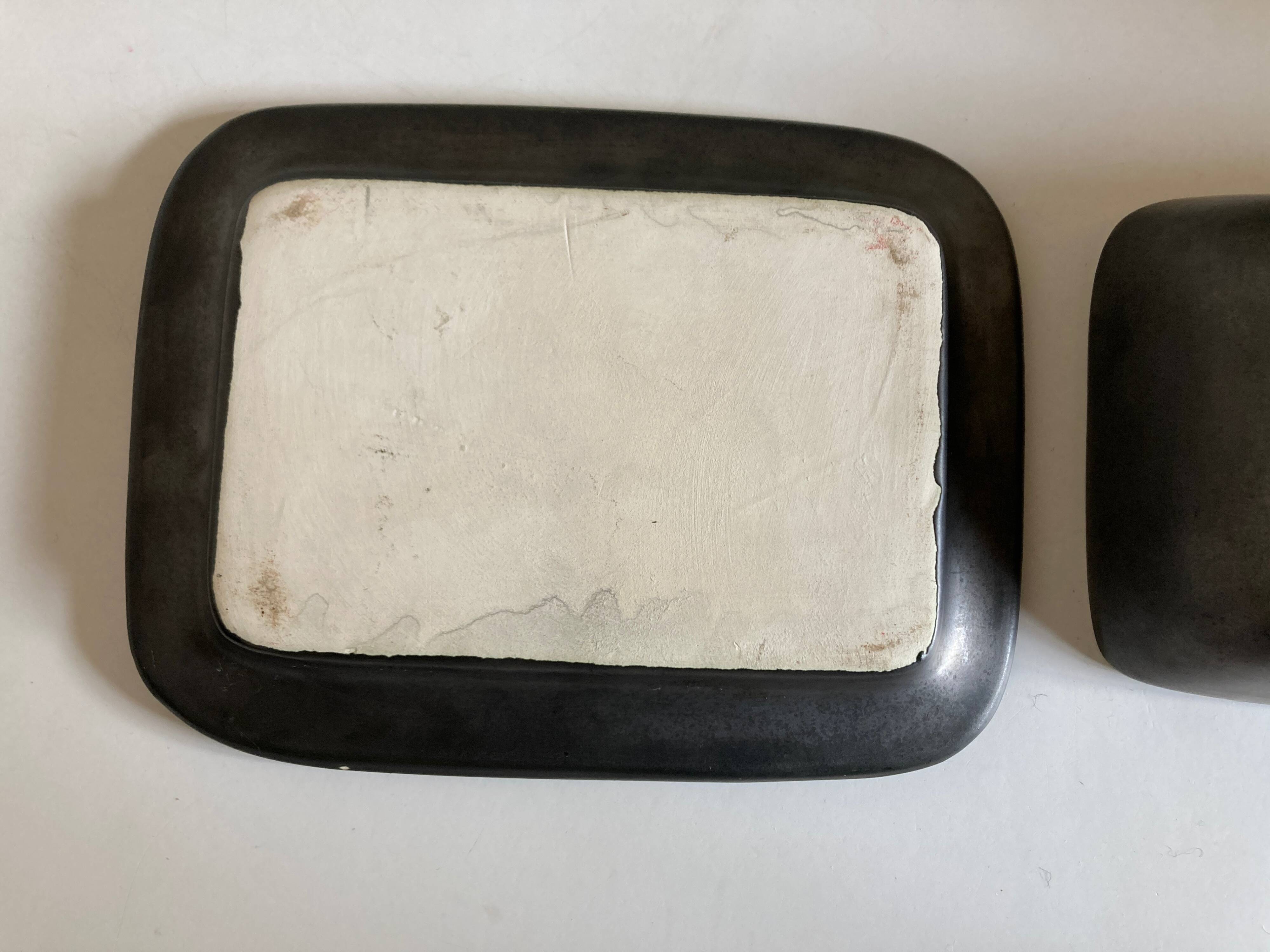 1960 Vallauris enameled earthenware butter dish