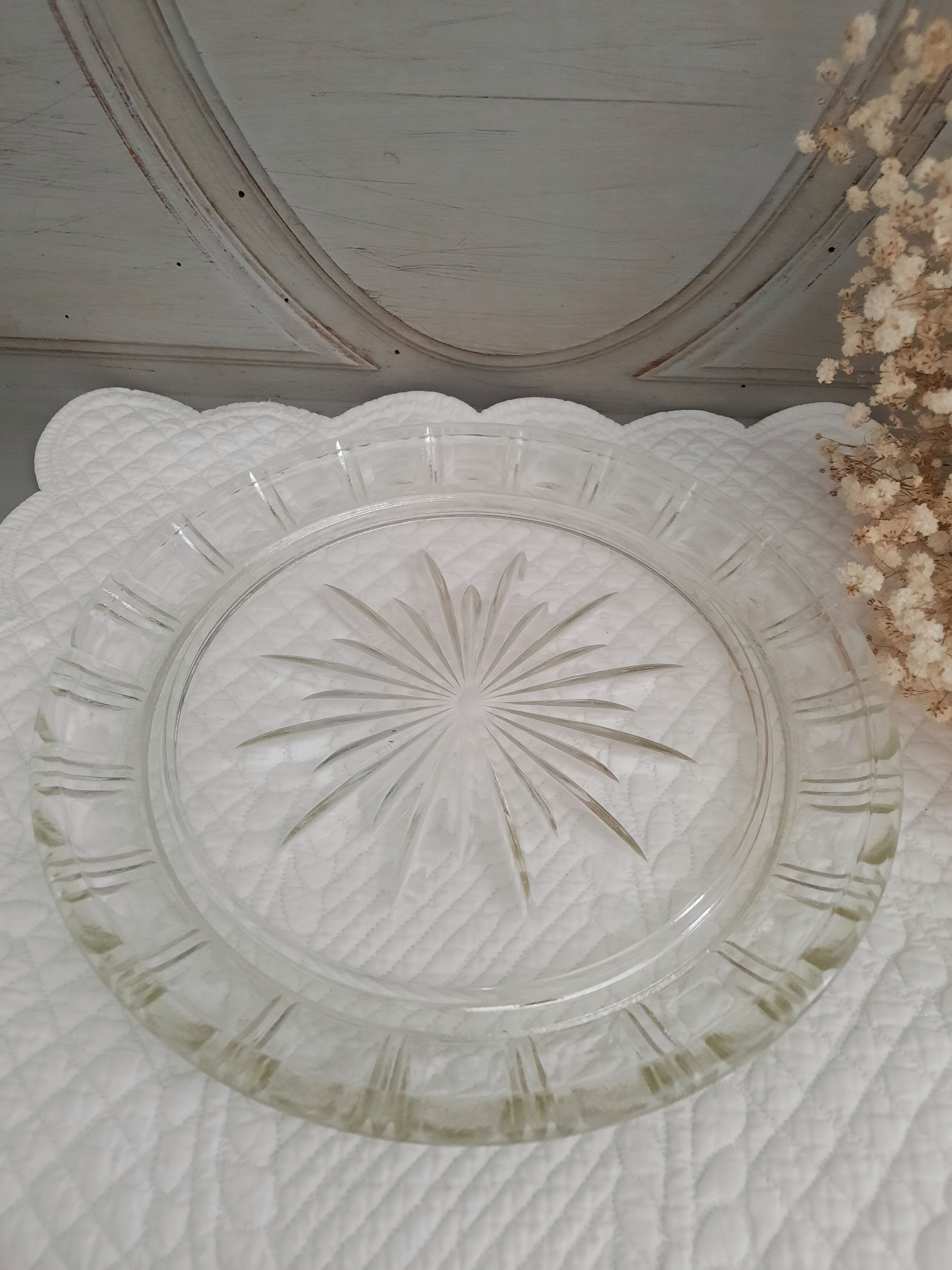 Chiseled glass bell on its dish