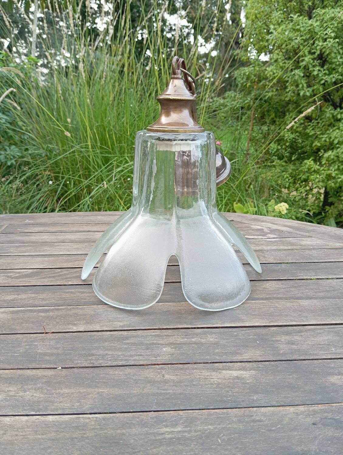 Flower petal glass pendant light, vintage Murano style