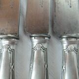 12 Christofle table knives Louis XVI bow ribbon Silver metal punch balance steel blade