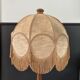 Grande lampe de salon pied bois et abat-jour à franges - Ref 1371