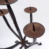 Vintage 5-arm wrought iron candle holder - 1970s
