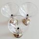 Art Deco Champagne Glasses Set of 3, Sterling Silver & Cut Glass