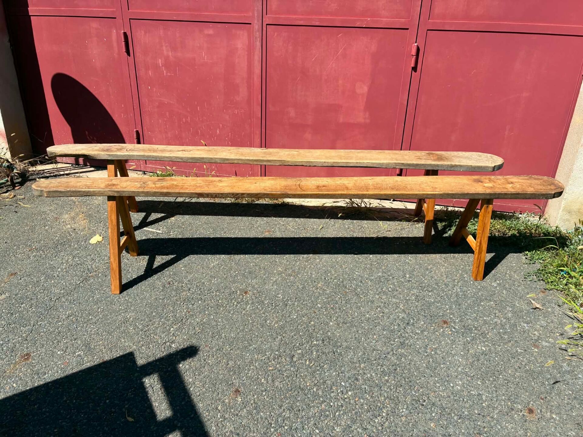 Lot de 2 bancs en chêne