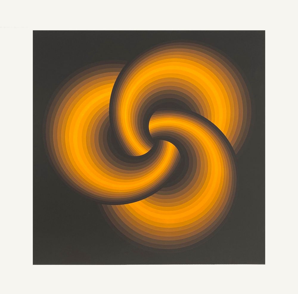 Screen printing Op Art Spirals 1975