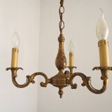 Lustre 3 feux ancien en bronze, France