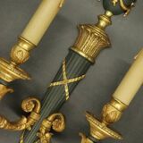 Paire de grandes appliques au carquois style Empire - bronze / patine vert