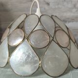 Vintage mother-of-pearl and brass pendant lamp