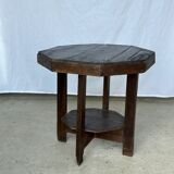 Pedestal table or small octagonal side table quadripod base with modernist spacer