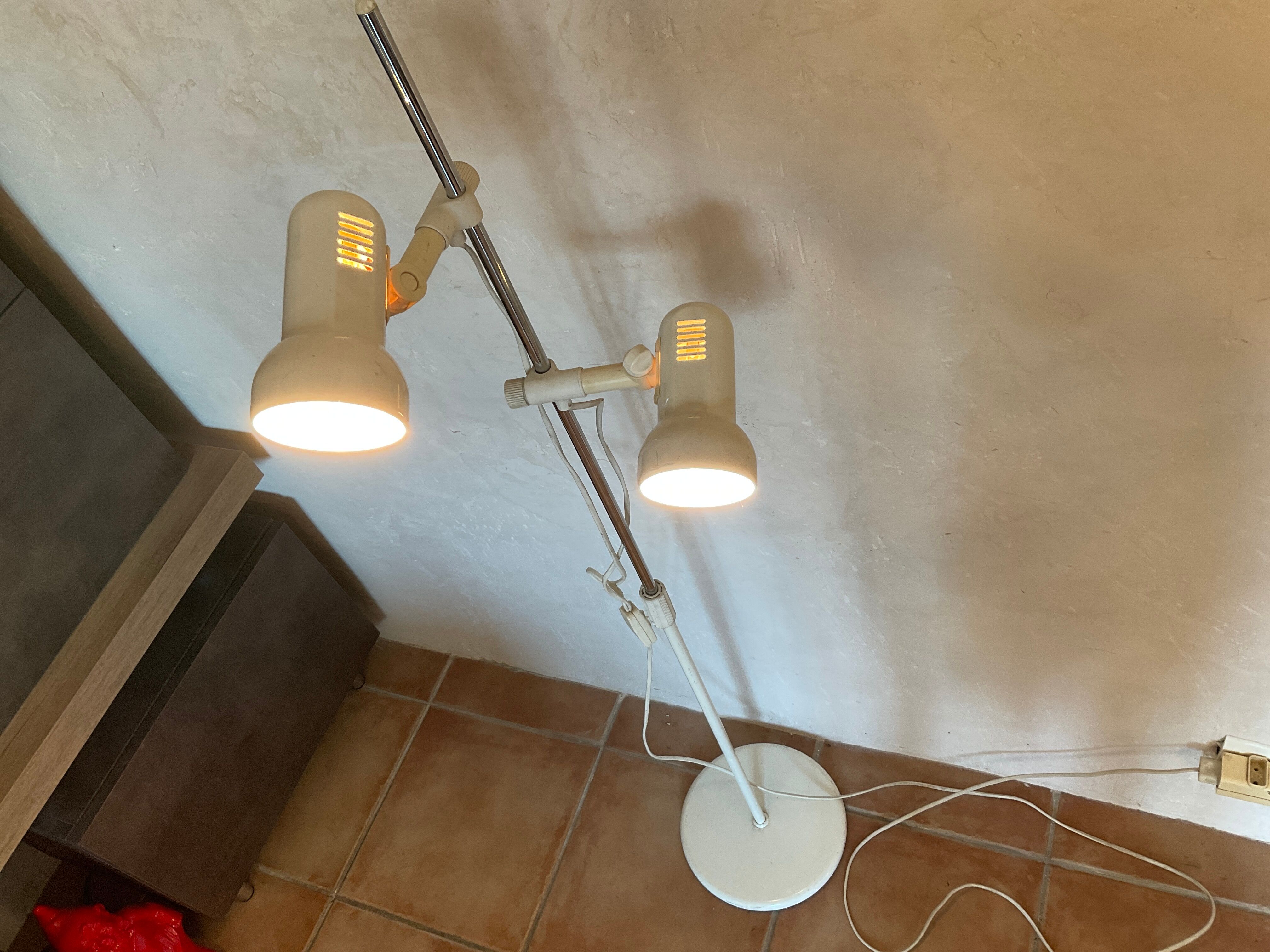 Lampadaire liseuse design 2 spots orientables vintage 60-70