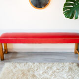 50s bench, wood and vinyl