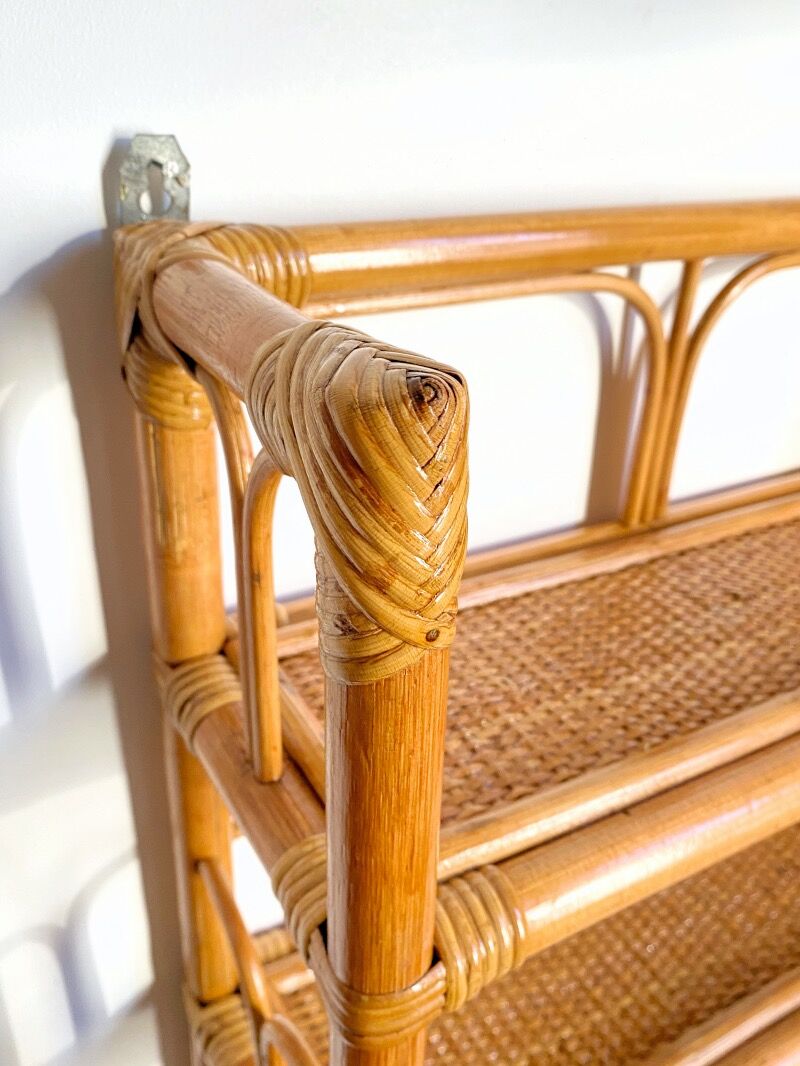 Rattan wall shelf