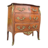 Commode Galbée En Marqueterie De Style Louis XV XIX Eme Siècle