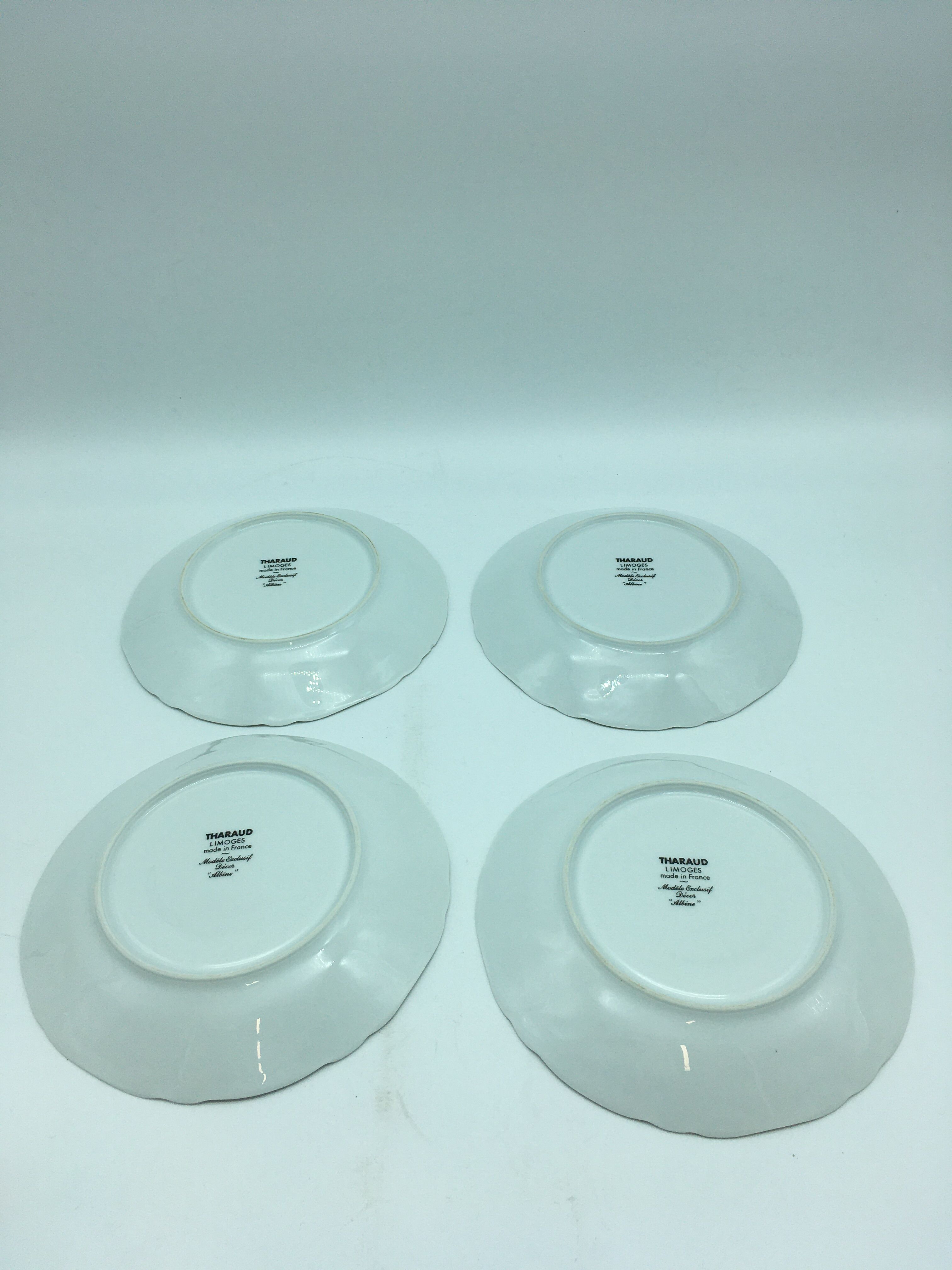 4 broth bowls in taraud limoges porcelain.