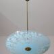 Italian Vintage Floral Glass and Brass Pendant Chandelier, Mid-Century, 2 L