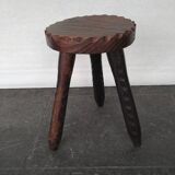 Vintage Spanish Wooden Chair and Stool from the 1970s