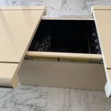 Table basse vintage 70s avec mini-bar intégré (plexy, laiton)