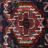 Handmade blue wool persian runner rug long red oriental carpet - 70x147cm