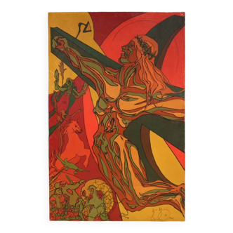 Surrealist Italian painting Crucifixion from the 20th century