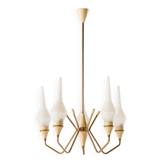 Italian mid-century chandelier in brass, 1950s