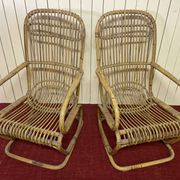 Pair of vintage rattan armchairs, Italy 1950