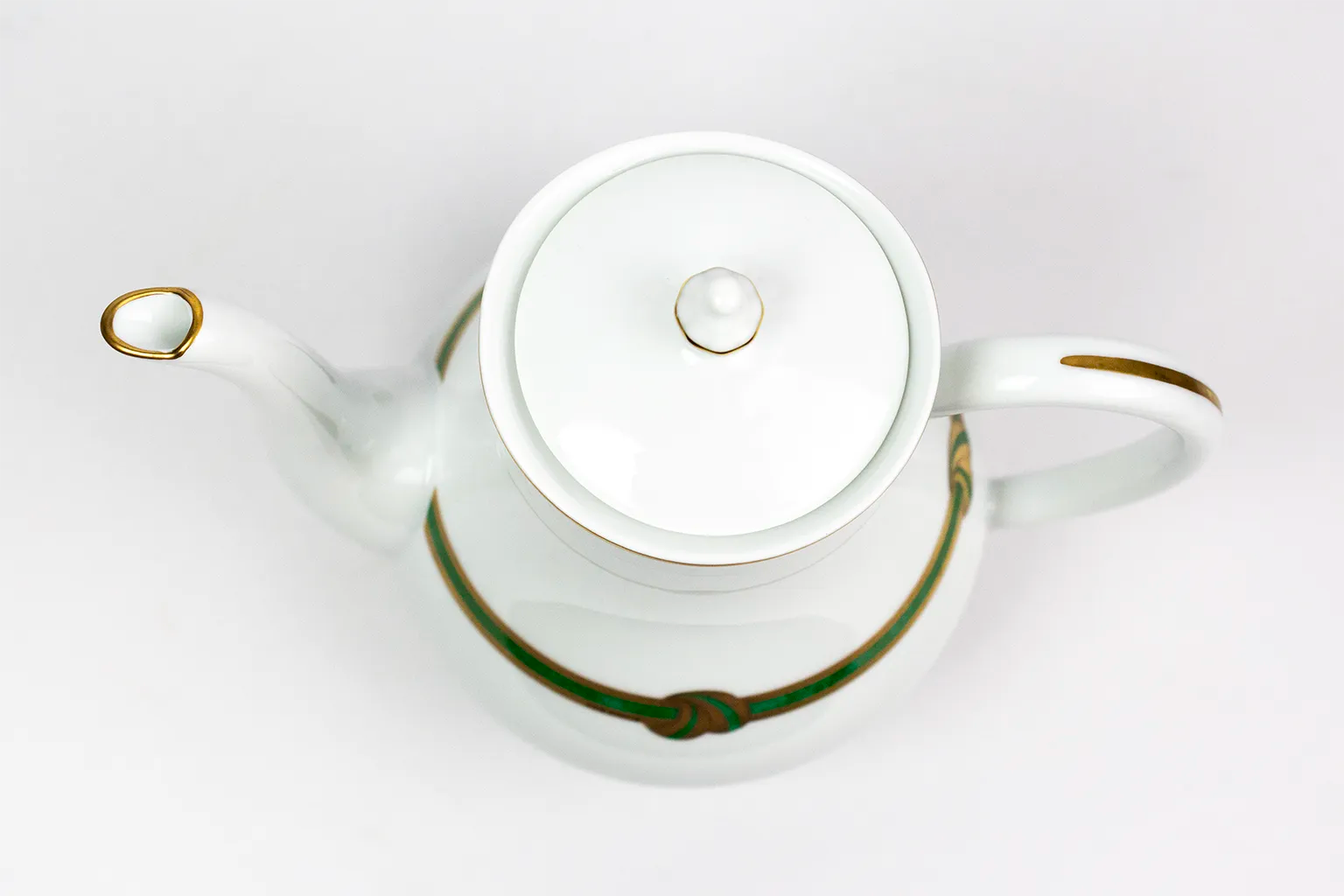 Christofle Paris – Teapot in porcelain, Green Ribbon model