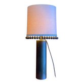 Copper "bouillotte" lamp with Ashoka Silk shade, pom-poms of c