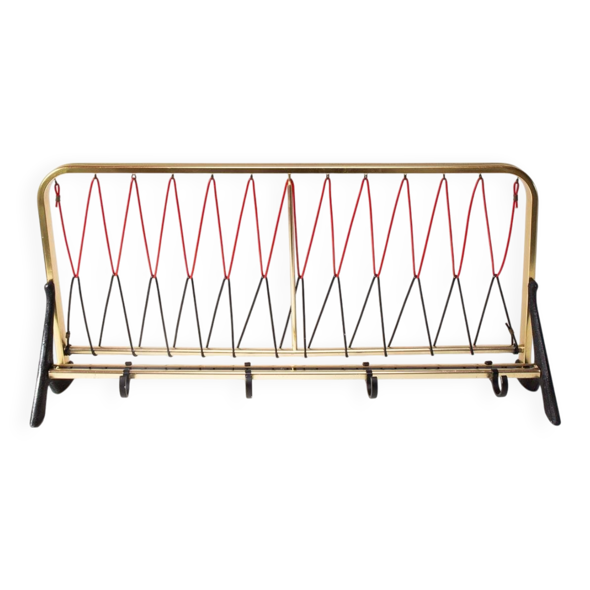 1950s Gold Aluminum Wall Coat Rack with Shelf (59.5 cm)