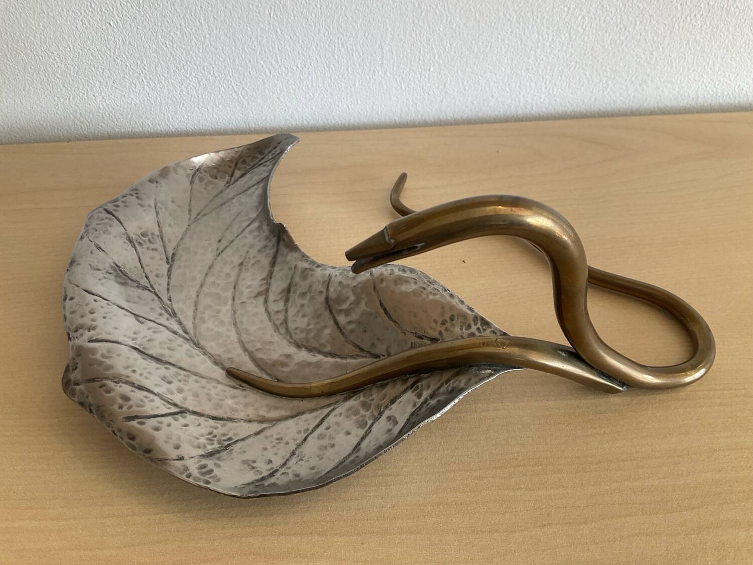 Art Nouveau brass and silver-plated metal pocket emptier