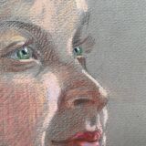 Pastel painting "woman in red blouse" circa 1950
