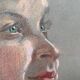 Tableau Pastel "femme au chemisier rouge" vers 1950