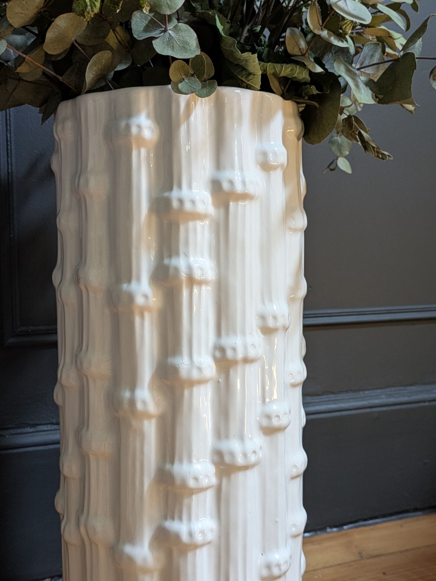 Vintage Italian ceramic cache pot "bamboo"