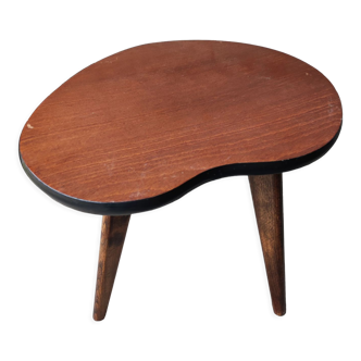 Side table bean tray tripod wood formica vintage