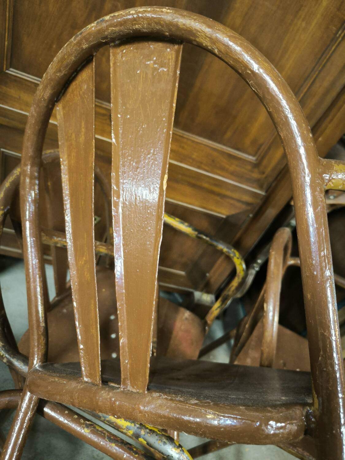 Set of 5 steel garden armchairs circa 1940/50