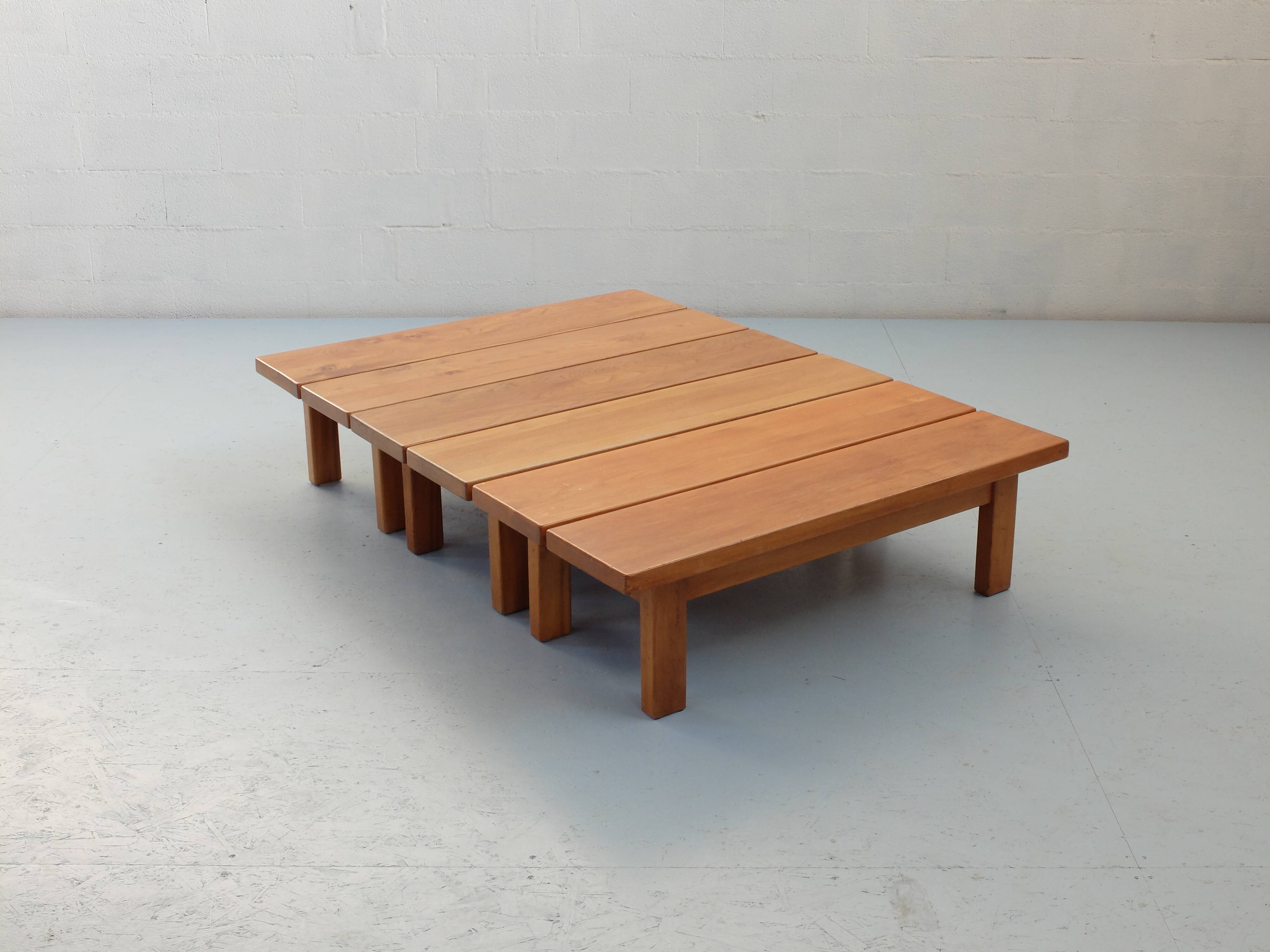 Large coffee table in 3 modules, solid elm.