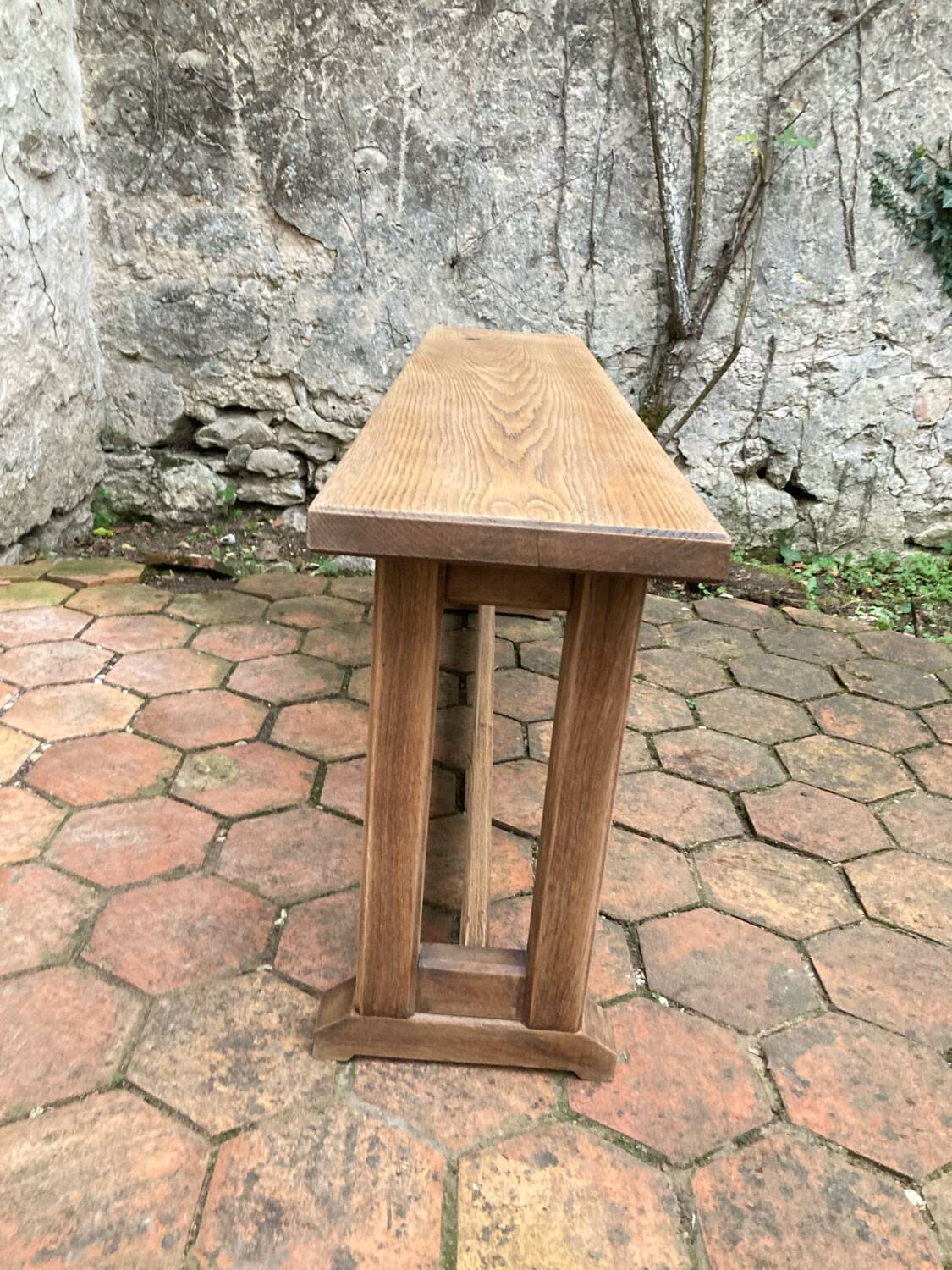 Pair of antique solid oak benches