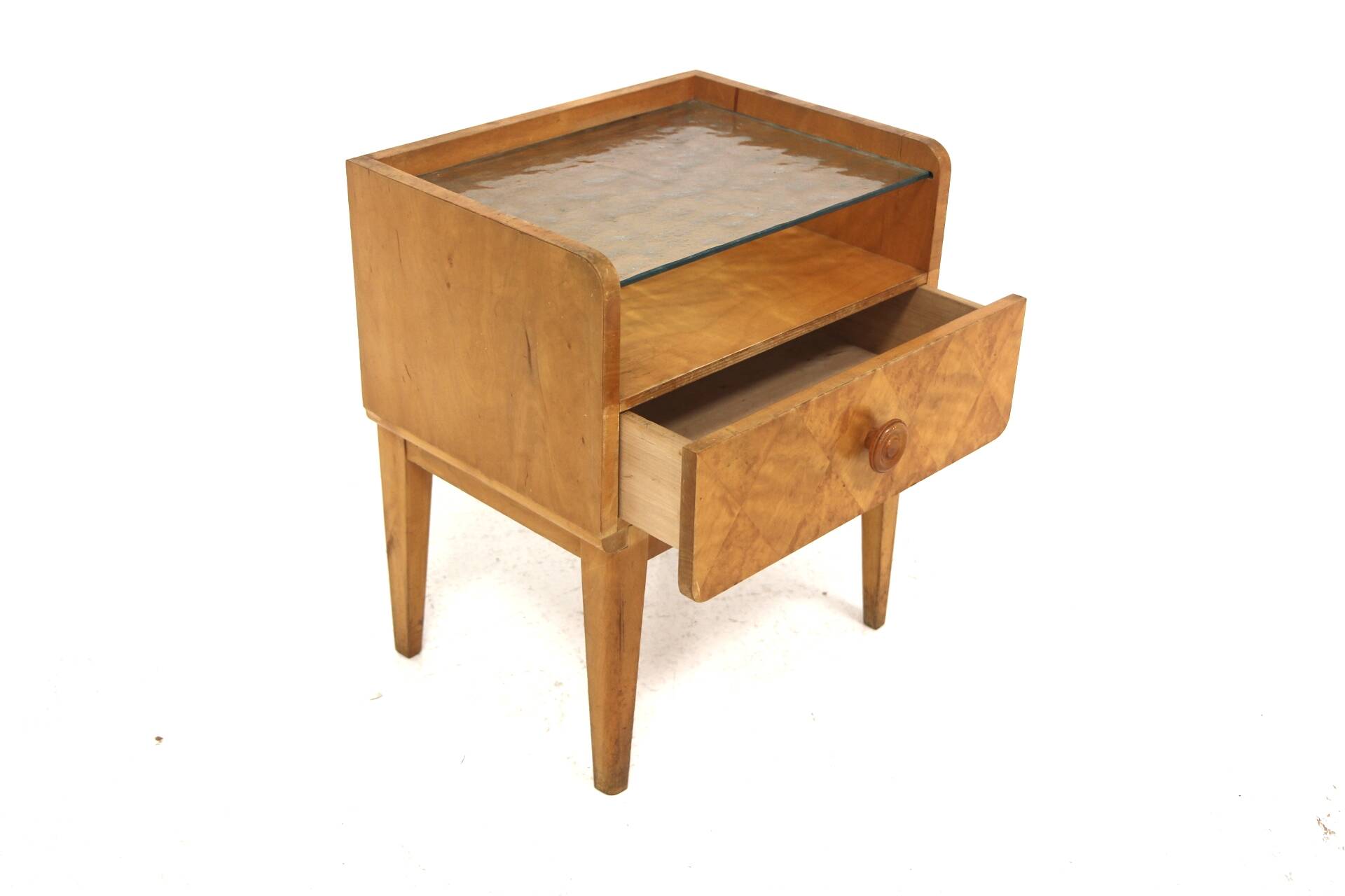 Birch bedside table, Swedish Modern, Sweden, 1940s