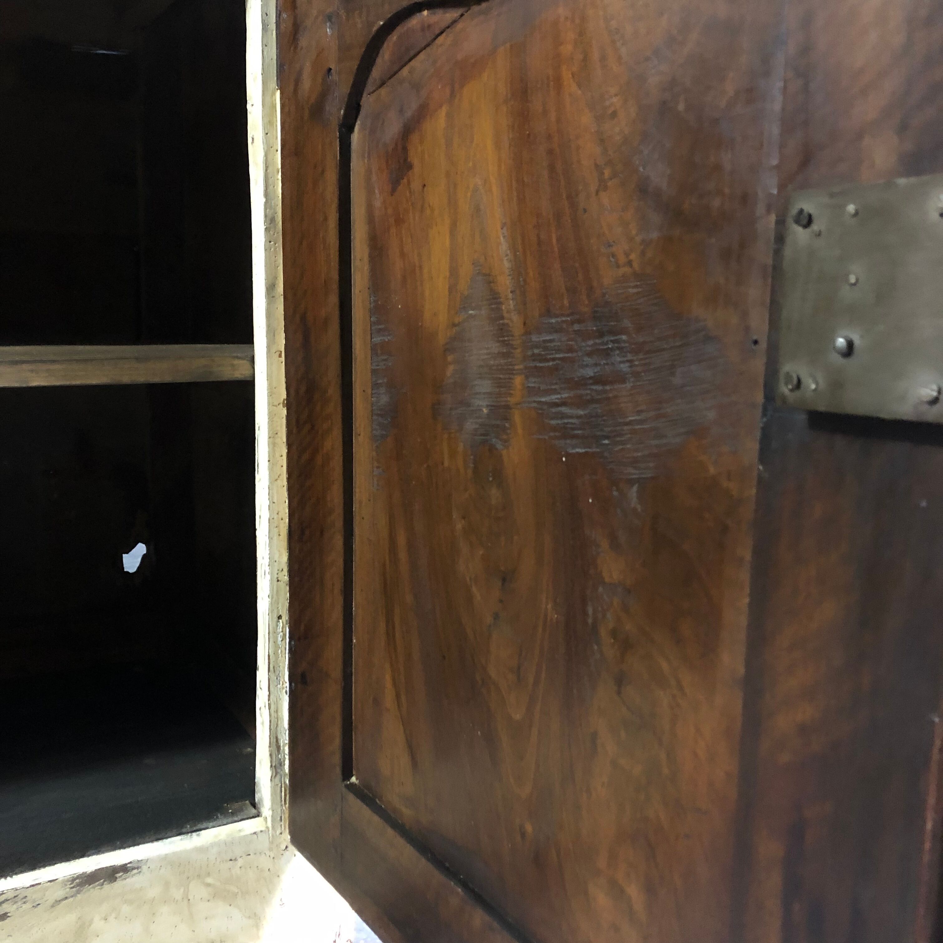 Old patinated painted wooden sideboard