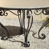 Marble and wrought iron coffee table