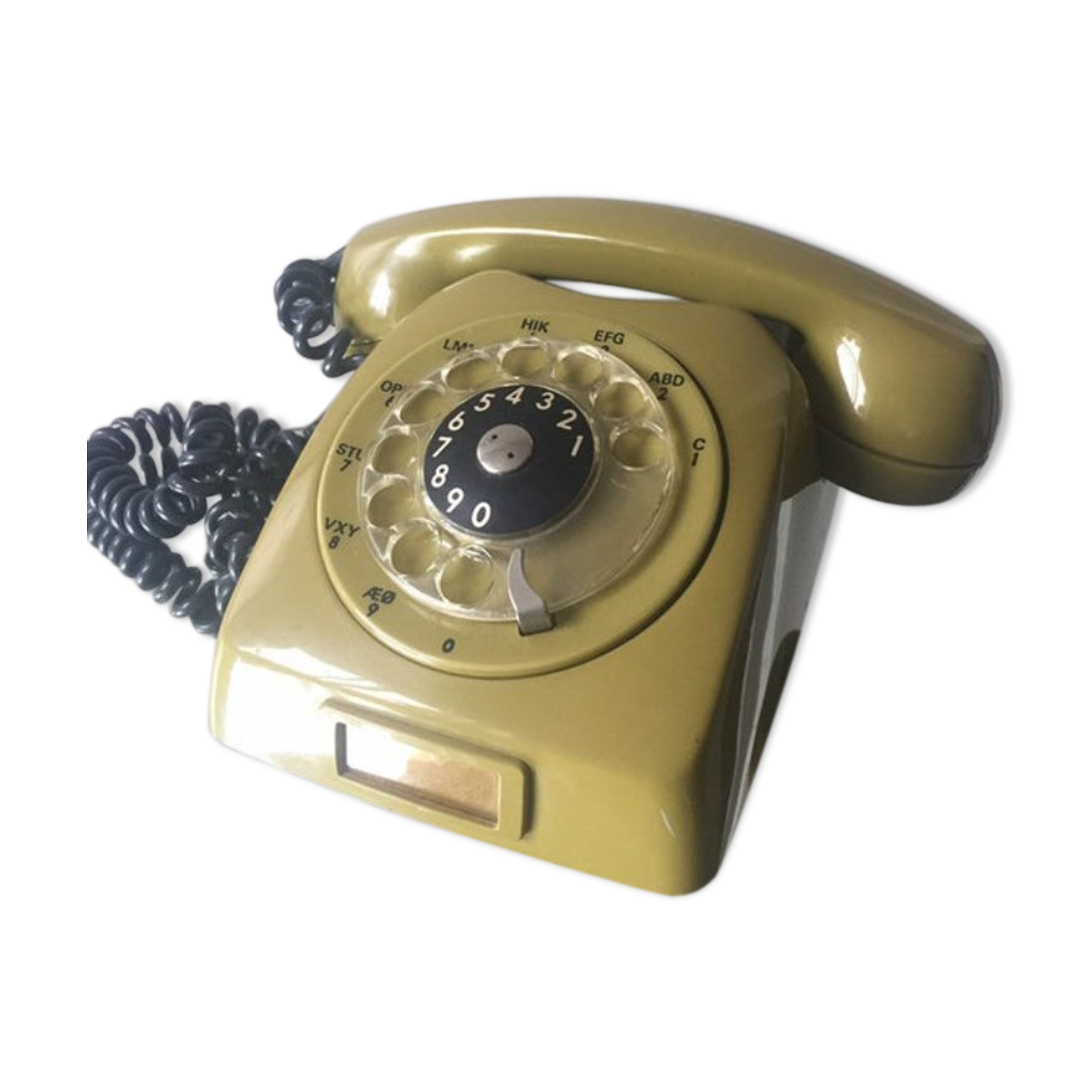 Vintage mustard green rotary telephone