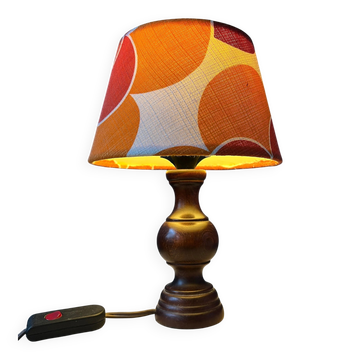 Lampe de table vintage Space Age avec abat-jour textile orange