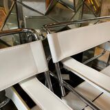 Pair of leather and steel armchairs by marcel breuer for gavina, " wassily b3 "