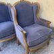 Duo de fauteuils anciens  à oreilles - style Louis XVI - A. Bastet