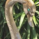 Lampe cygne bronze argenté années 70